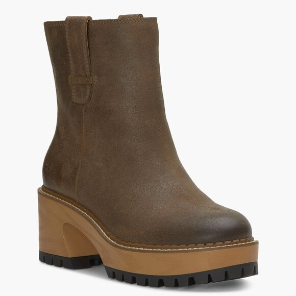 NEW LUCKY BRAND Rhoslyn Lug Sole Platform Bootie Color: Bark Wxysud - Picture 1 of 11